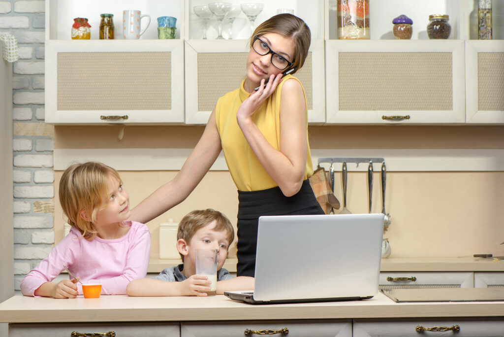 Mom busy with family